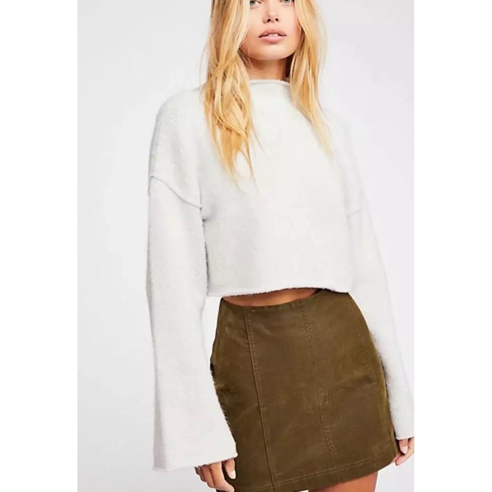 Free People Modern Femme Vegan Leather Mini Skirt  Size 2 Brown Short Faux‎